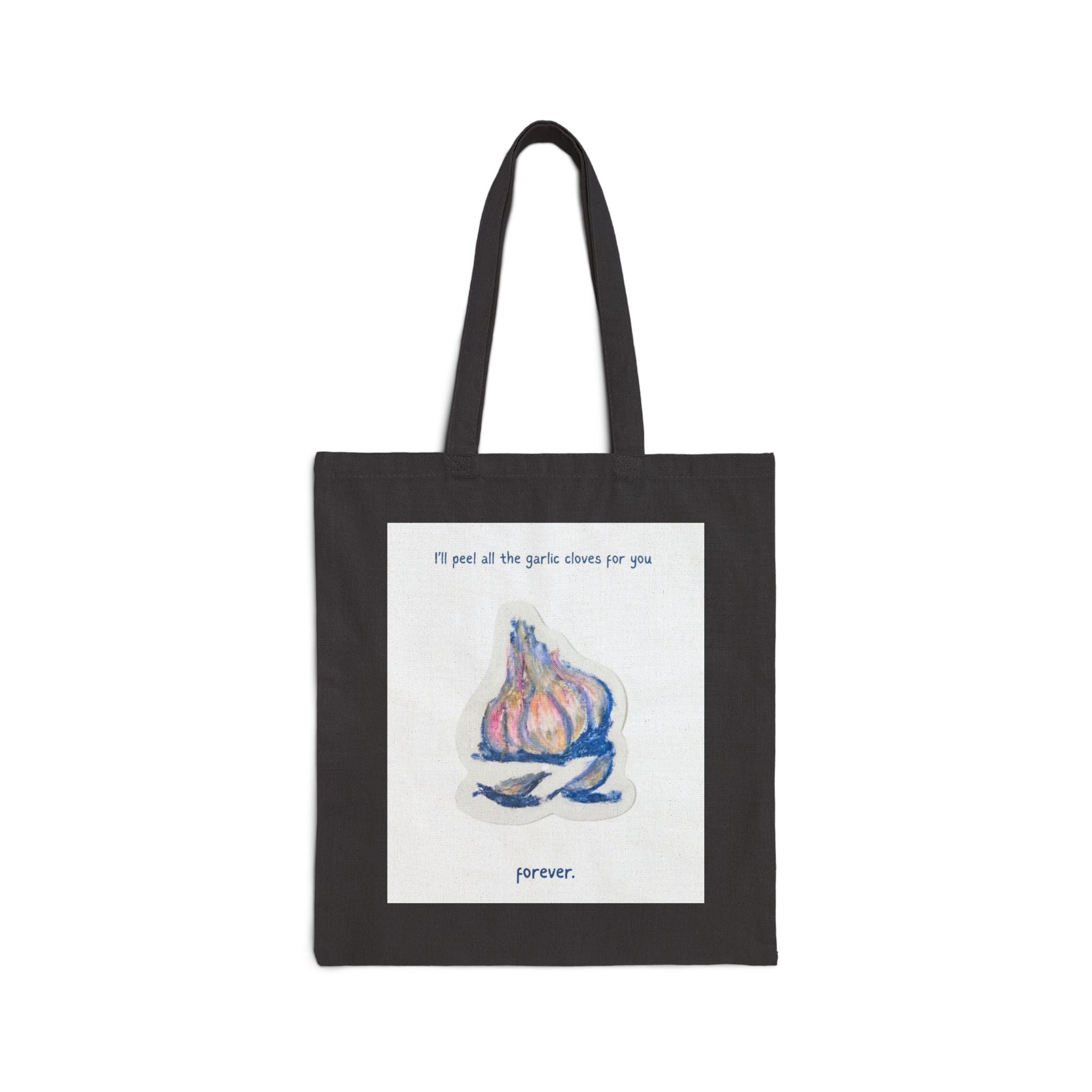 Garlic Illustration Tote Bag — "It’s part of the garlic clove for you" Canvas Market Bag